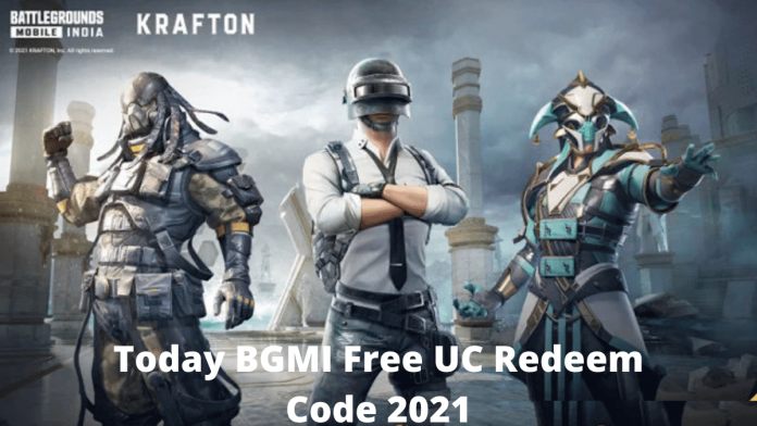 Today BGMI Free UC Redeem Code 2021